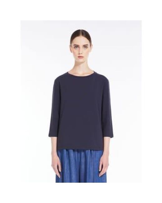 Weekend by Maxmara Blue Multia Jersey Stretch Cotton Top Size: L, Col: