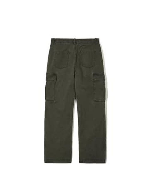 PARTIMENTO Green Vintage Washed Cargo Pants In for men