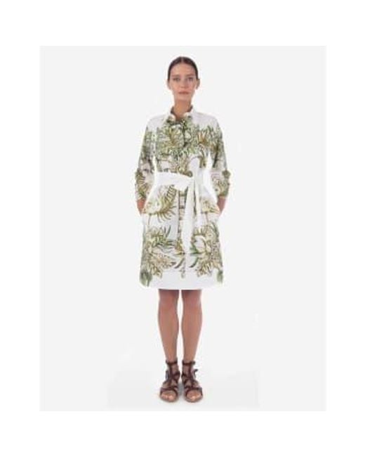 Sara Roka White Elenat B Jungle Print Crop Sleeve Midi Dress With Belt Col: 8