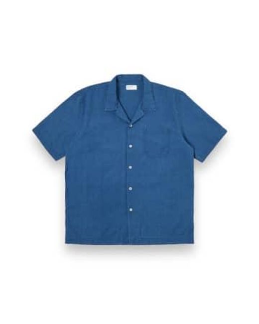 Universal Works Blue Road Shirt Seersucker 30656 Washed S for men