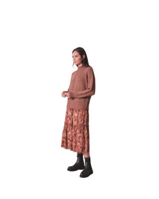 Indi And Cold Printed Midi Skirt In From di Indi & Cold in Red