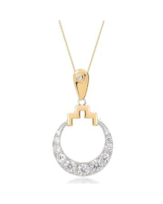 Gold Bianca Drop Circle Necklace di V By Laura Vann in Metallic
