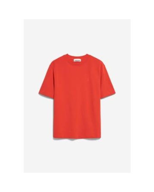 Tarjaa Poppy Heavyweight T Shirt di ARMEDANGELS in Red