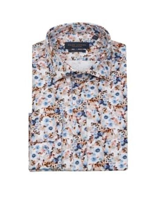 Camisa patrón floral l/s Guide London de hombre de color Blue