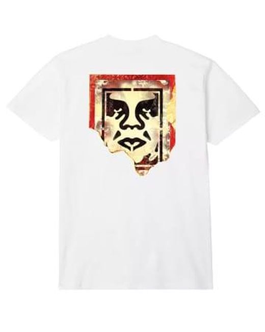 Obey White Ripped Icon T-shirt for men