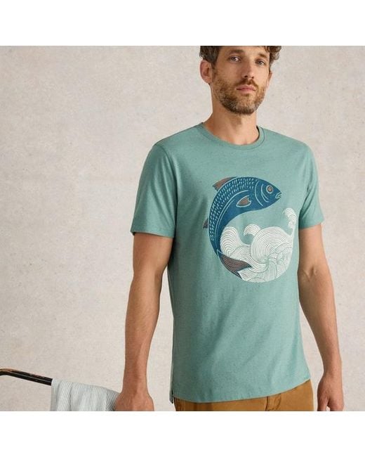 White Stuff Green Gone Fishing Graphic Tee for men