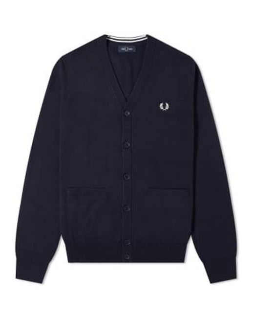 Fred Perry Blue Authentic Merino Cardigan Navy L