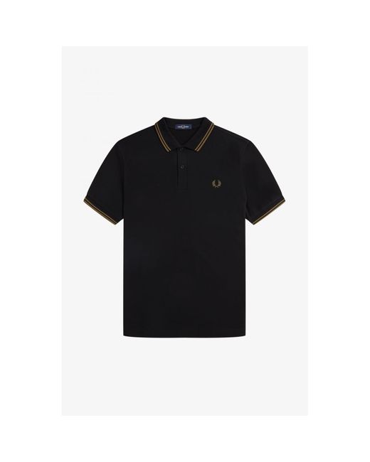 Fred Perry Slim Fit Twin Tipped Polo Black / Shaded Stone / Shaded ...