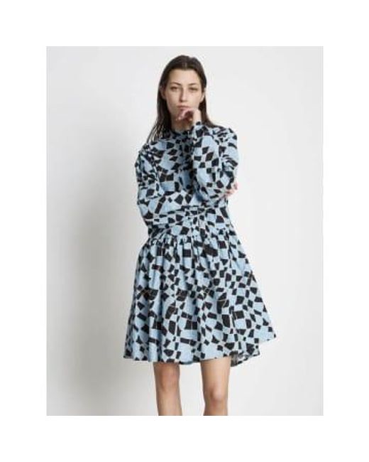 Stella Nova Blue Mini Cotton Dress With All Over Print 40