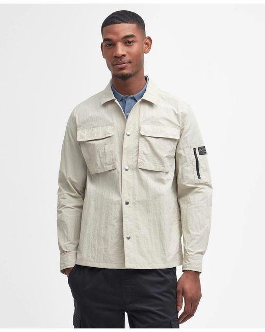 Barbour Gray International Shutter Zip Nylon Overshirt Mist for men