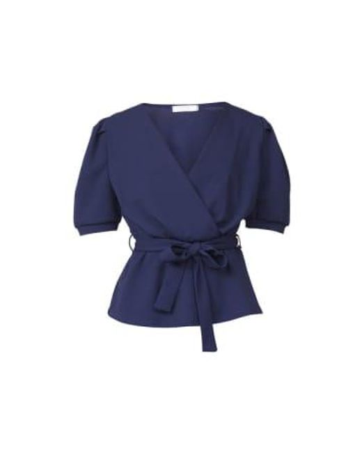 Sisters Point Blue Nasa Puff Sleeve Blouse
