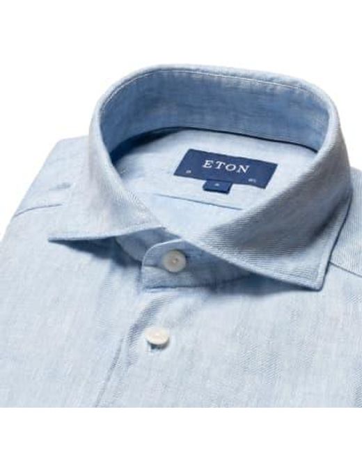Slim Fit Linen Twill Shirt 10001142926 di Eton of Sweden in Blue da Uomo