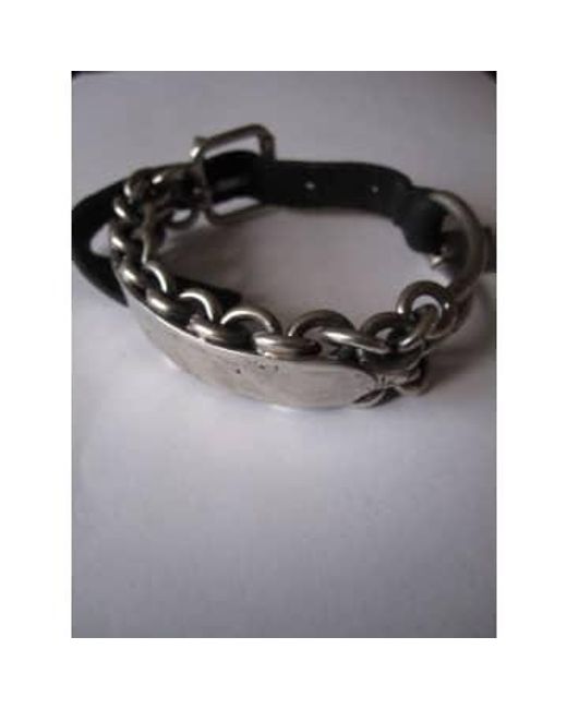 Goti Black 925 Oxidised Silver And Leather Bracelet Adjustable for men