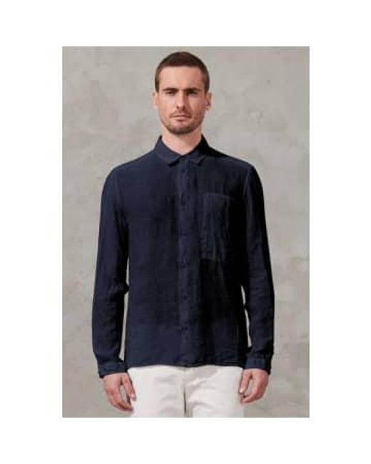 Transit Blue Linen Shirt W/ Patch Pocket Double Extra Large for men