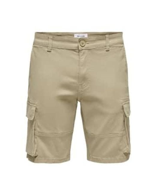 Only & Sons Natural Cargo Shorts for men