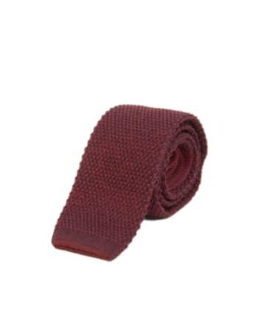 40 Colori Red Double Threaded And Cotton Knitted Tie for men