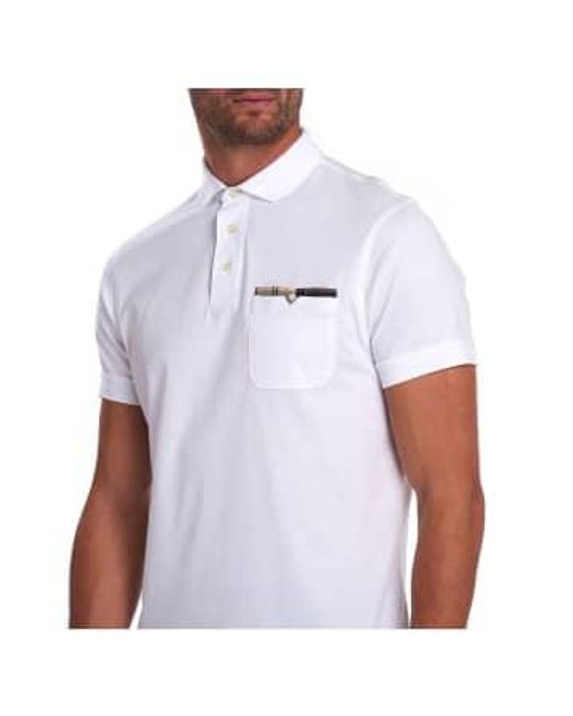 Barbour White Corpatch Polo Shirt for men