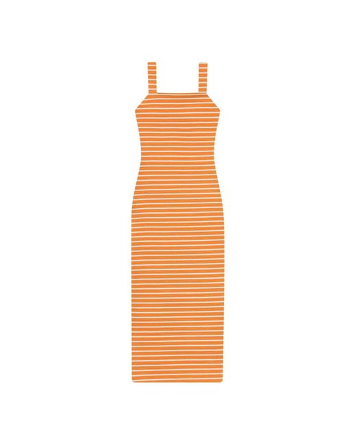 Lez A Lez Orange Russet Stripes Midi Dress