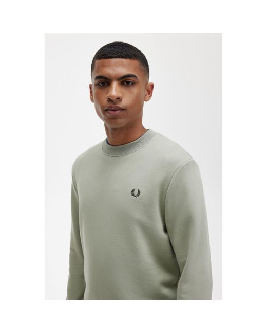 Fred Perry Crew Neck Sweatshirt in Green for Men | Lyst