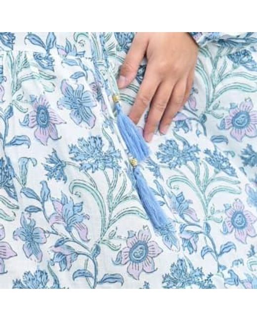 Vestido algodón floral azul lila impreso estampado 'cassidy' Powell Craft de color Blue