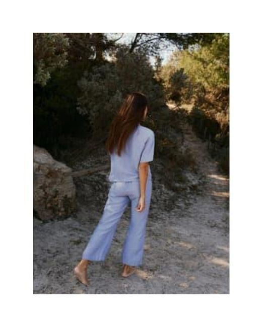 Indi & Cold Blue Danny Cropped Linen Trousers 40
