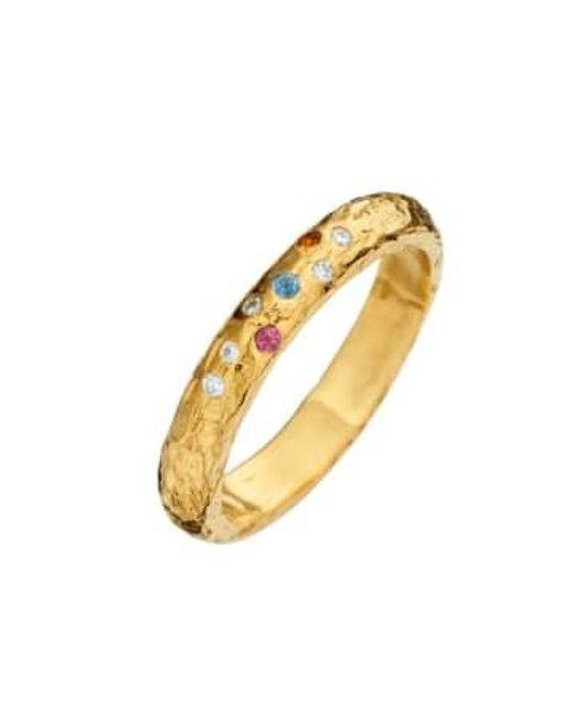 Anillo con diamantes y piedras semipreciosas con confeti Posh Totty Designs de color Metallic