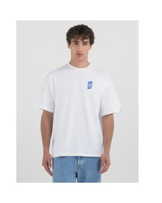 Replay White Genderless Crew-neck T-shirt With 9zero1 Logo for men