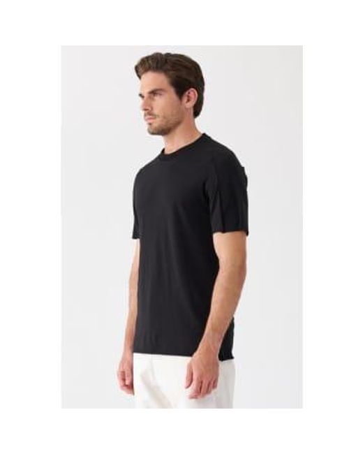 Transit Black Cotton T-shirt W/ Knitted Insert Small / for men