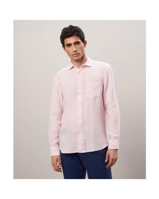 Hartford Pink Faded Linen Shirt Paul Small for men