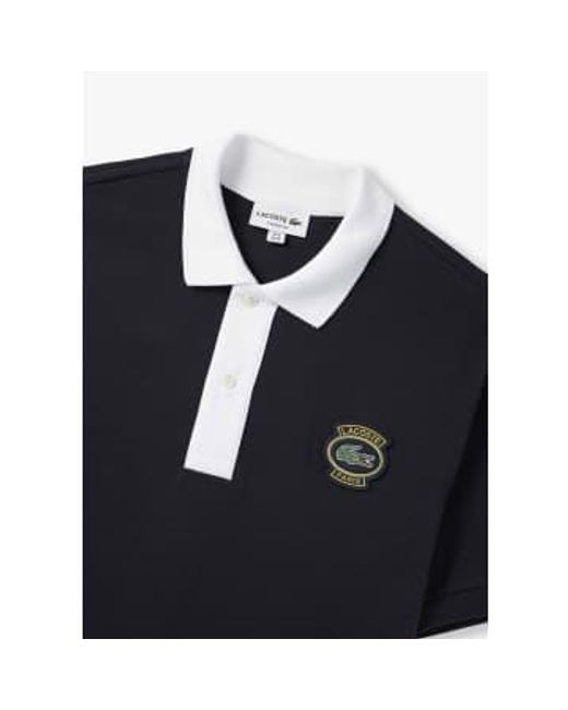 Mens French Heritage Badge Polo Shirt In di Lacoste in Black da Uomo