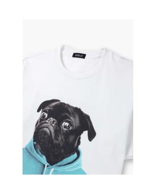 Replay Herrenklassiker mops-print-t-shirt in weiß in White für Herren