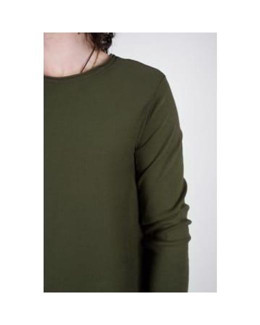 Hannes Roether Green Raw Neck Cotton L/s T-shirt for men