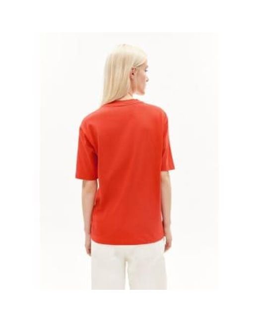 Tarjaa poppy camiseta roja pesada ARMEDANGELS de color Red
