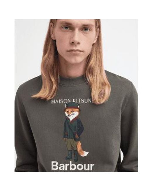 Barbour X maison kitsuné beaufort fox sweatshirt in Gray für Herren