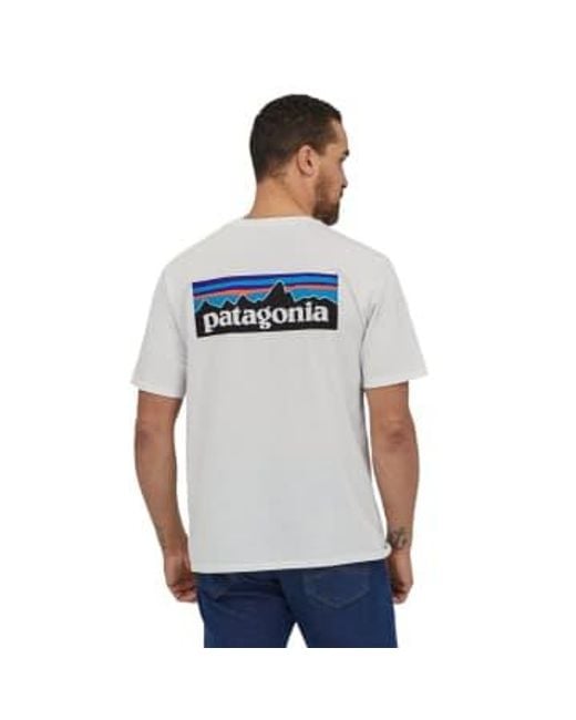 Patagonia White T-shirt P-6 Logo Responsibili Uomo S for men