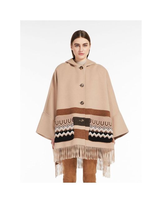 Weekend by Maxmara Xiria Drop Sleeve Fringed Poncho Size: S, Col: Camel in  Natural | Lyst