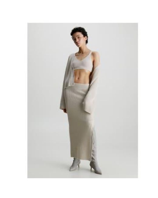 Calvin Klein Gray Underwear Recycled Maxi Skirt M Sand