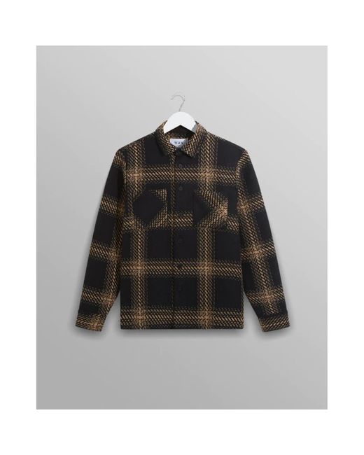 Wax London Black And Beige Zap Checked Whiting Overshirt for men