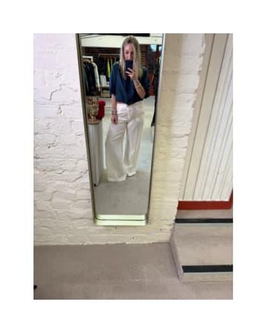 Ottod'Ame White Linen Palazzo Trousers 42(uk10)