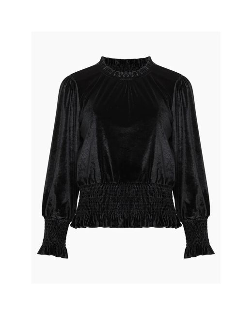 French Connection Black Sula Velvet Jersey Top
