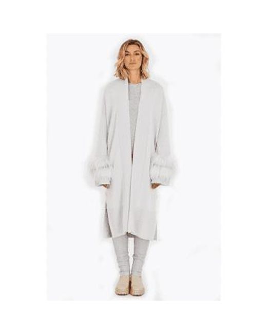 Dom Goor Gray Longline Fur Sleeves Cardigan Size: 12, Col:
