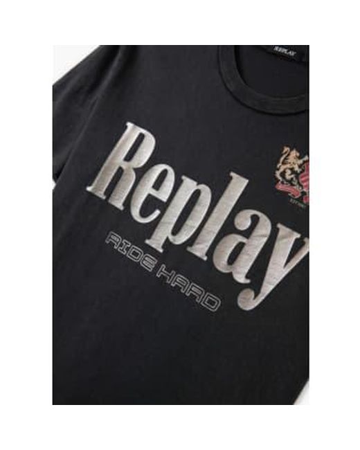 Replay Black S Ride Hard Graphic T-shirt for men