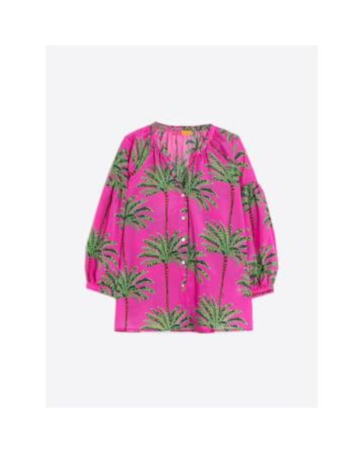 Vilagallo Pink Mabel Palm Print Shirt 40