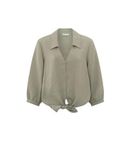Yaya Natural Blouse With Long Sleeves, Buttons And Knotted Accent