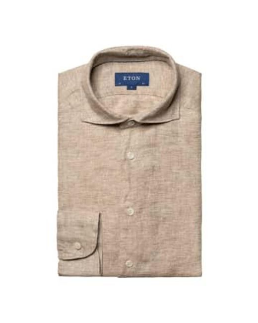 Contemporary Fit Linen Twill Shirt 10000470938 di Eton of Sweden in Natural da Uomo