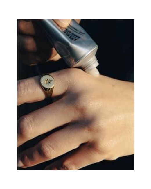 Nordic Muse Black Large Embossed Signet Ring, Waterproof Small