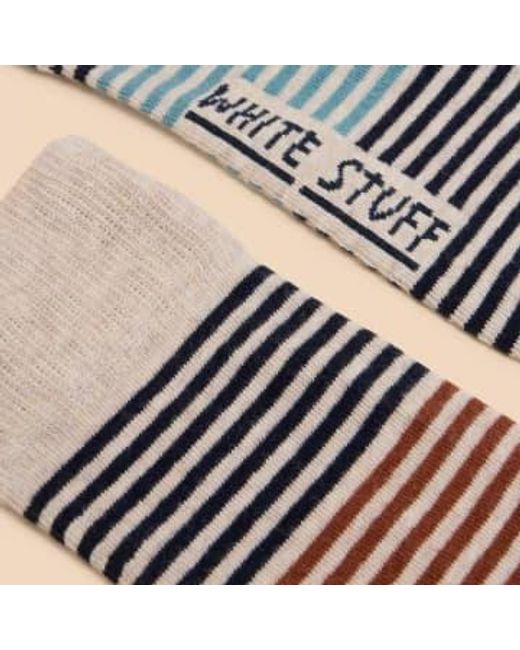 White Stuff Blue Fine Stripe Ankle Socks Natural Multi 7-9 for men