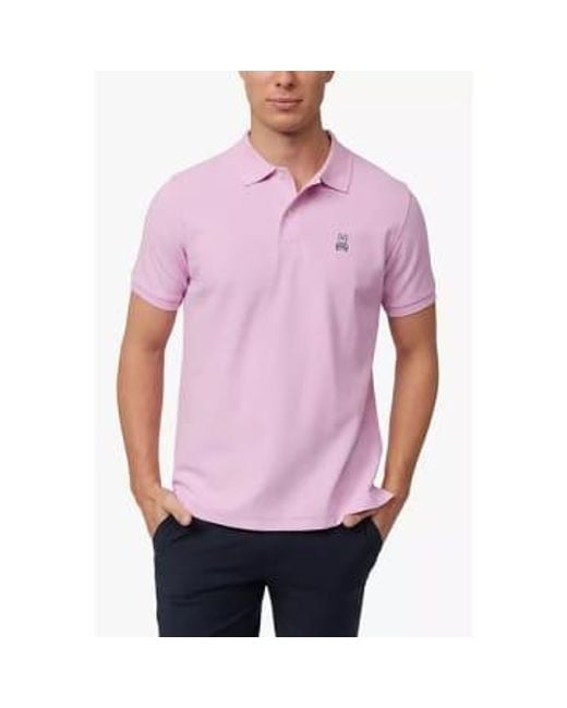 Psycho Bunny Klassisches Pik -Polo -Hemd im Pastell Lavendel B6K001B200 PLV in Pink für Herren