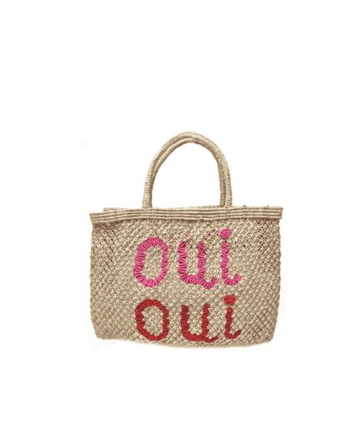 The Jacksons Natural And Hot Pink Oui Oui Jute Bag