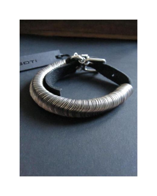 Goti 925 Silver And Leather Bracelet Br 118 in Black | Lyst